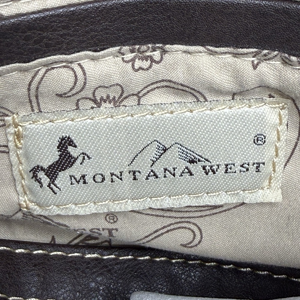 Montana West Cowgirl Tapestry Handbag Turquoise Concho Handles Rhinestone Bling - Picture 2 of 16